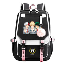 Comics My Heroes Academy Usb Student Backpack Casual Ribbon Flip Backpack
