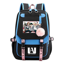 Comics My Heroes Academy Usb Student Backpack Casual Ribbon Flip Backpack