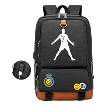Football Star Cristiano Ronaldo Printed Usb Student Backpack Leisure Travel Backpack