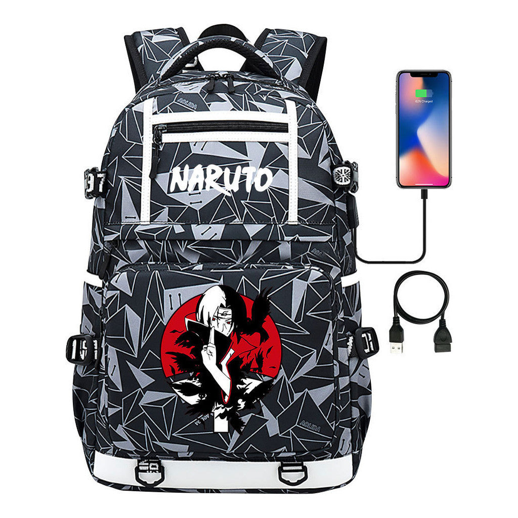 Naruto Usb Youth Student School Bag Men's And Women's Backpack Leisure Travel Bag
