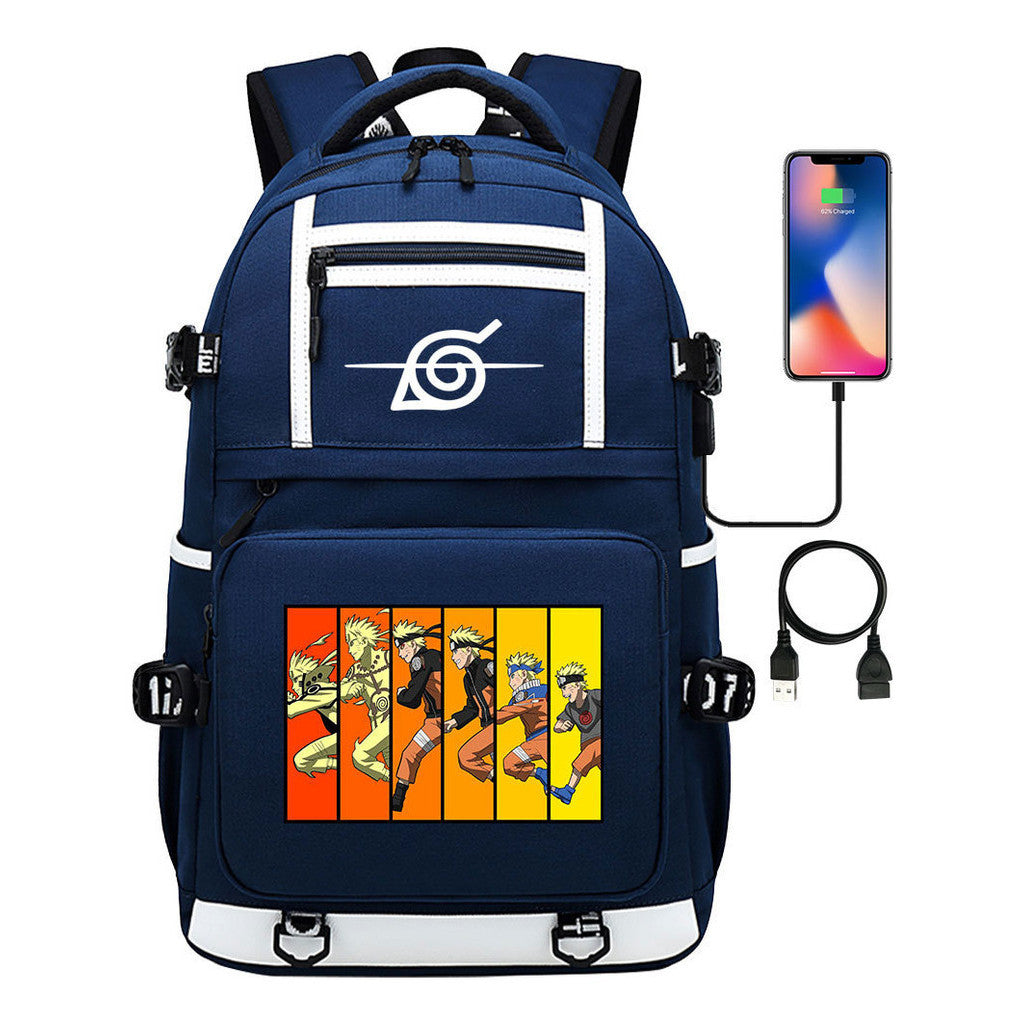 Fashionable Naruto Usb Youth Student School Bag Men's And Women's Backpack Leisure Travel Bag