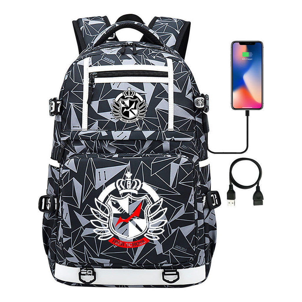 Cartoon Cartoon Printed Usb Youth Student Backpack Men's And Women's Backpack Leisure Travel Backpack
