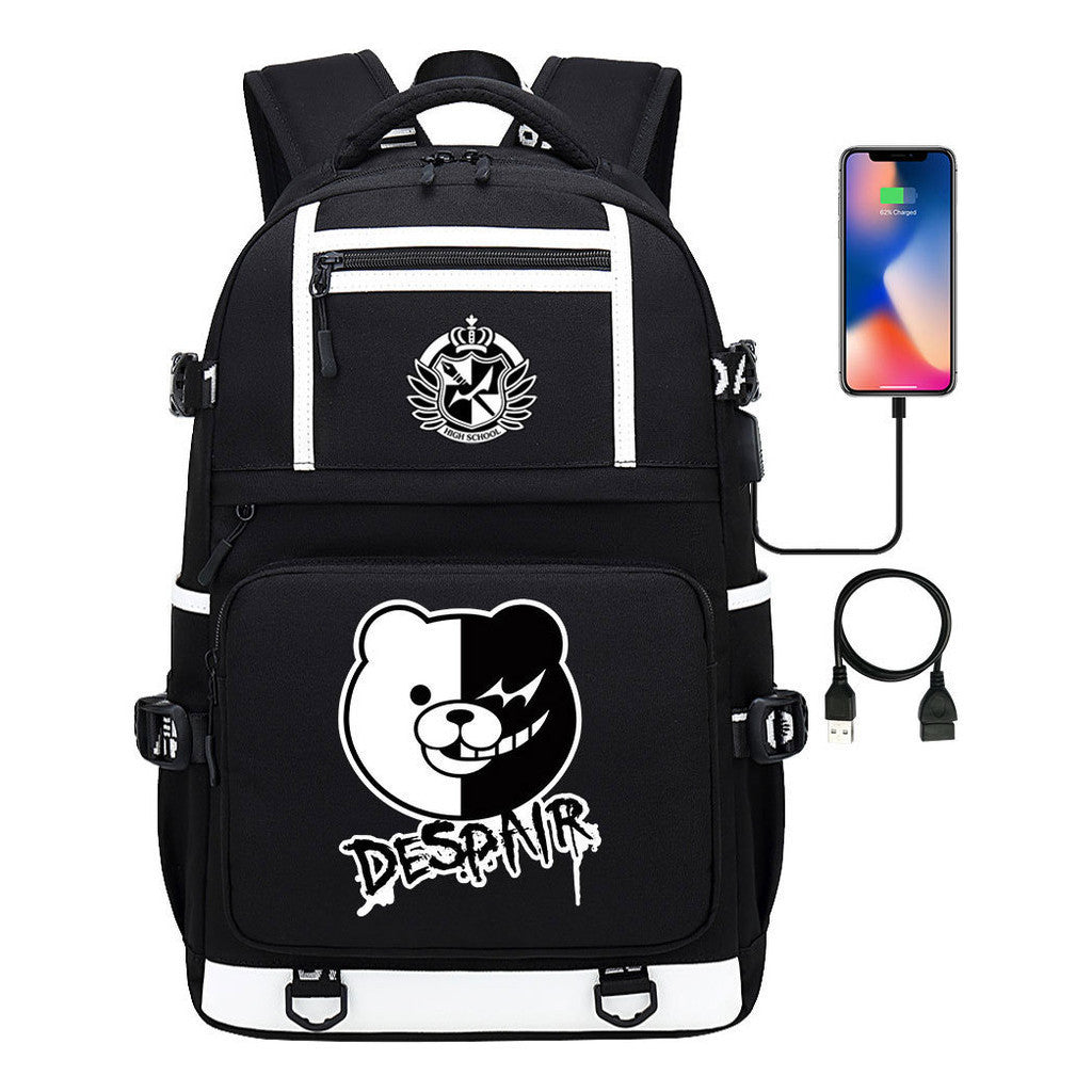 Cartoon Cartoon Printed Usb Youth Student Backpack Men's And Women's Backpack Leisure Travel Backpack