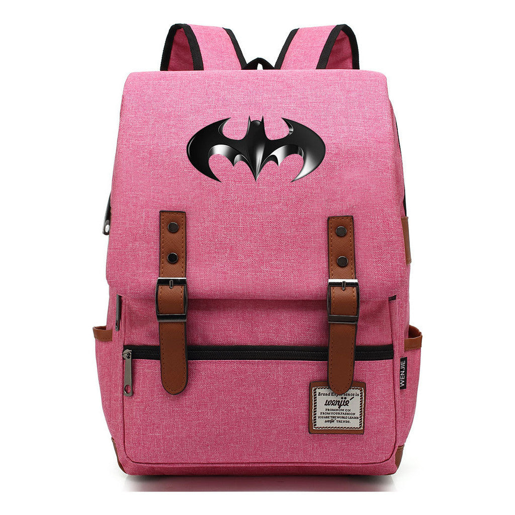 Superhero Batman Print Student Backpack Casual Belt Buckle Classic Backpack