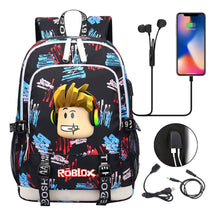 Game Roblox Printed Student Backpack Usb Casual Backpack Boys And Girls