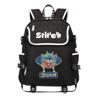 Anime Star Baby Stitch Printed Usb Student Backpack For Men And Women's Leisure Travel Backpack