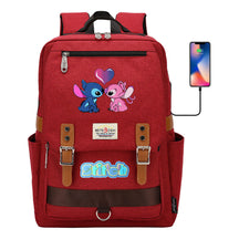 Anime Star Baby Stitch Printed Youth Student School Bag Casual Magnetic Buckle Backpack