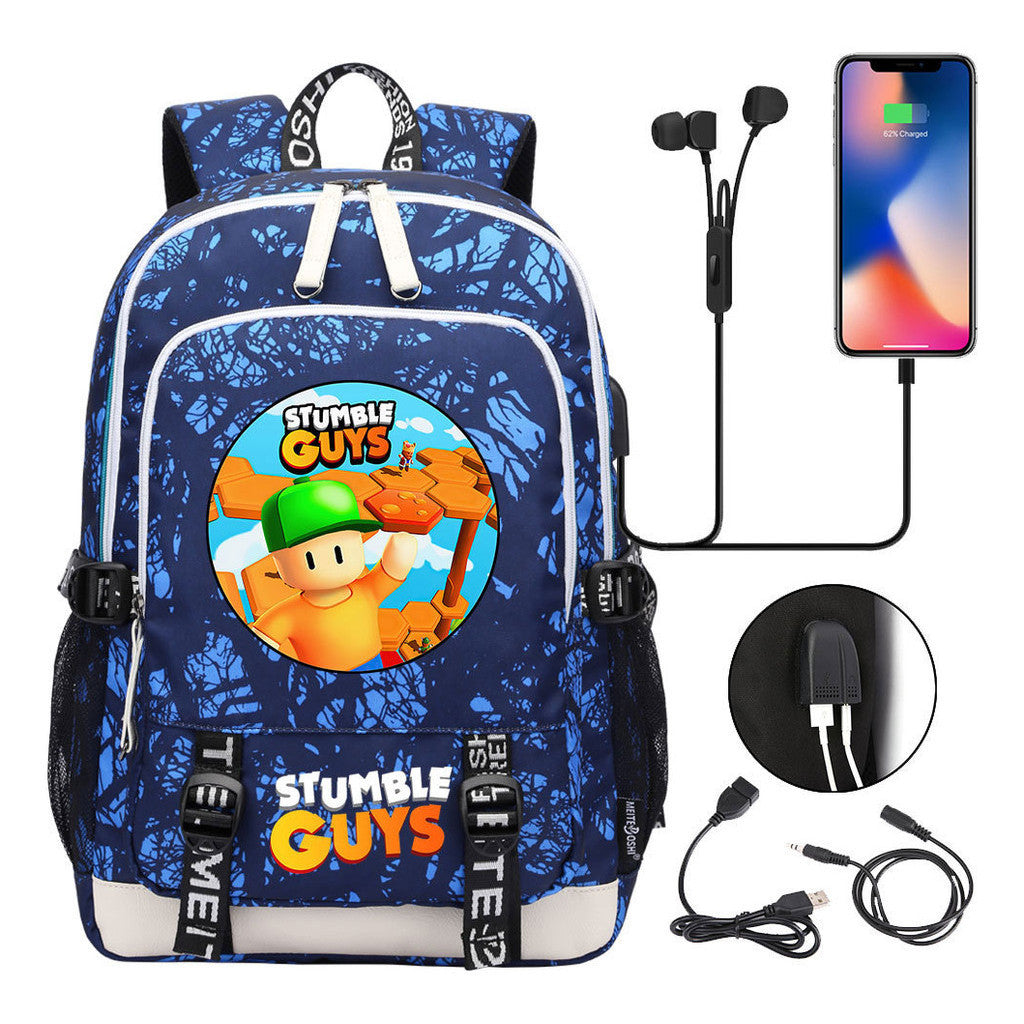 Printed Youth School Bag Usb Casual Backpack Travel Backpack