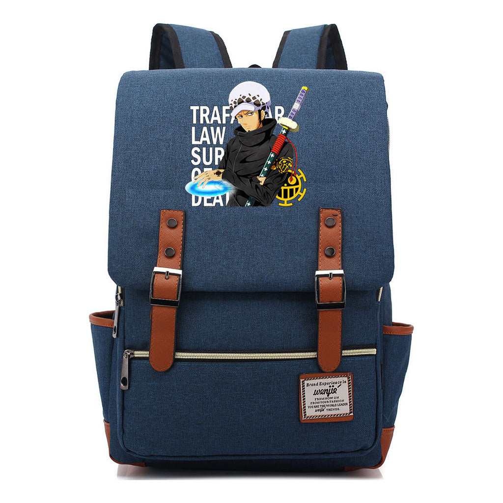 Anime Pirate King Luffy Printed Student School Bag Casual Belt Buckle Classic Backpack