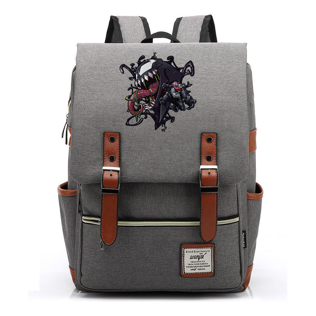 Printed Student Backpack With Casual Belt Buckle, Classic Backpack