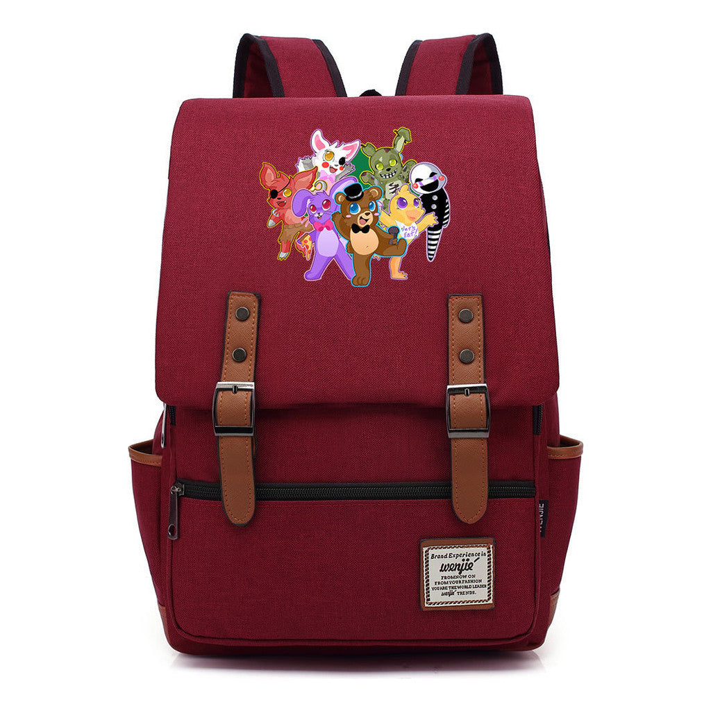 Toy Bear Printed Teenage Student Backpack For Men And Women, Casual Belt Buckle, Classic Backpack