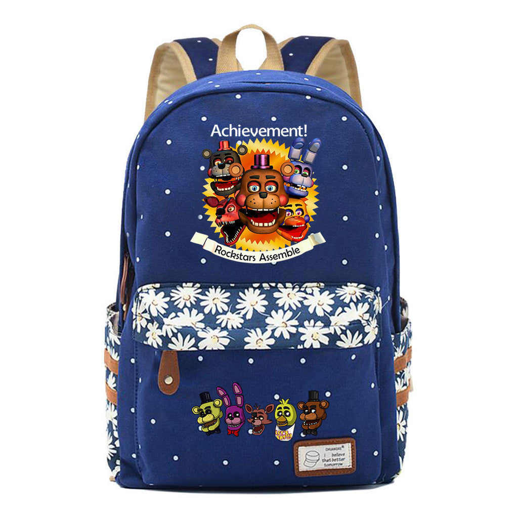 Toy Bear Game, Fashionable Print, Teenage Girl Student Backpack, Casual Canvas Backpack