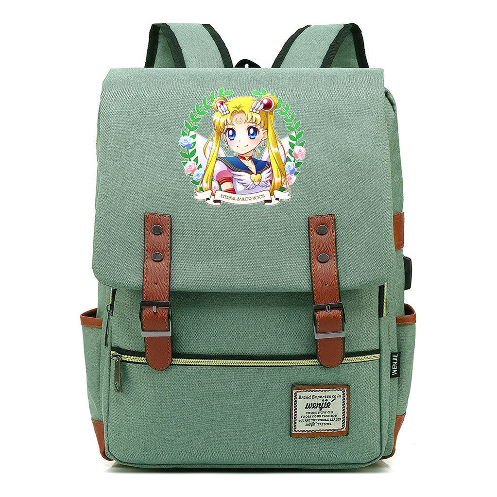 Beautiful Girl Warrior Youth Student School Bag Usb Men's And Women's Leisure Backpack