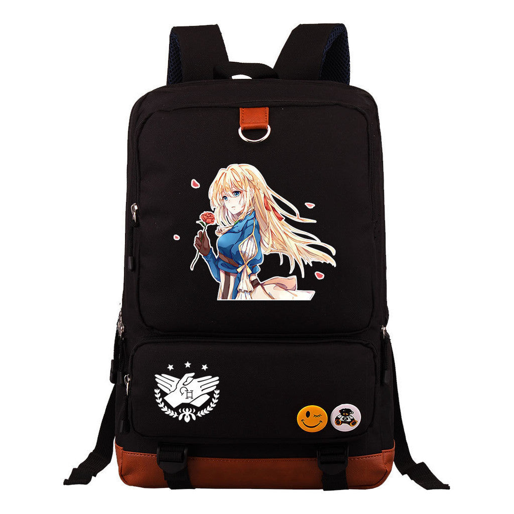 Violet Eternal Garden Printed Youth Student School Bag Large Capacity Travel Bag Men's And Women's Backpack