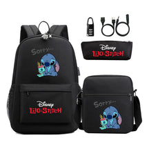 Interstellar Baby Stitch Usb Password Lock Youth Student Backpack 3-piece Set For Men And Women Backpacks