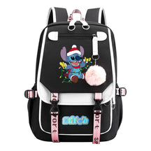 Interstellar Baby Stitch Usb Student Backpack With Casual Woven Strap Flap Backpack