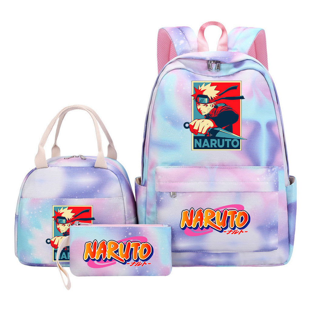 Naruto Teenage Student Girls School Bag Lunch Bag Three Piece Set Backpack Set
