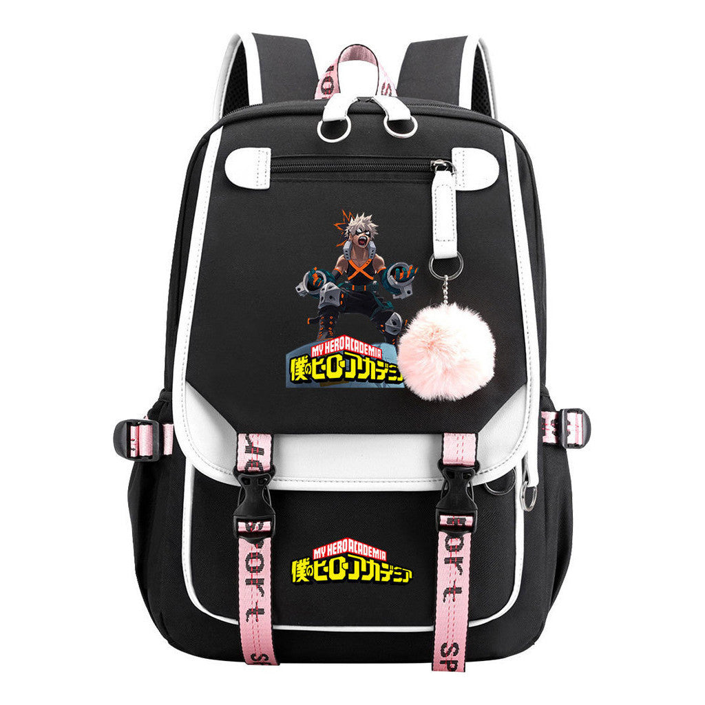 My Heroes Academy Usb Youth Student Backpack With Casual Woven Strap Flip Back Backpack