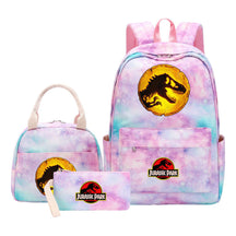 Jurassic Park Dinosaur Youth Student Girls School Bag Lunch Bag Three Piece Set Backpack Set