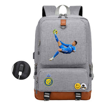 Football Star Cristiano Ronaldo Printed Usb Youth Student Backpack For Leisure Travel Backpack