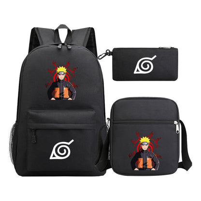 Anime Naruto Starry Sky Student School Bag Three Piece Set Backpack Set