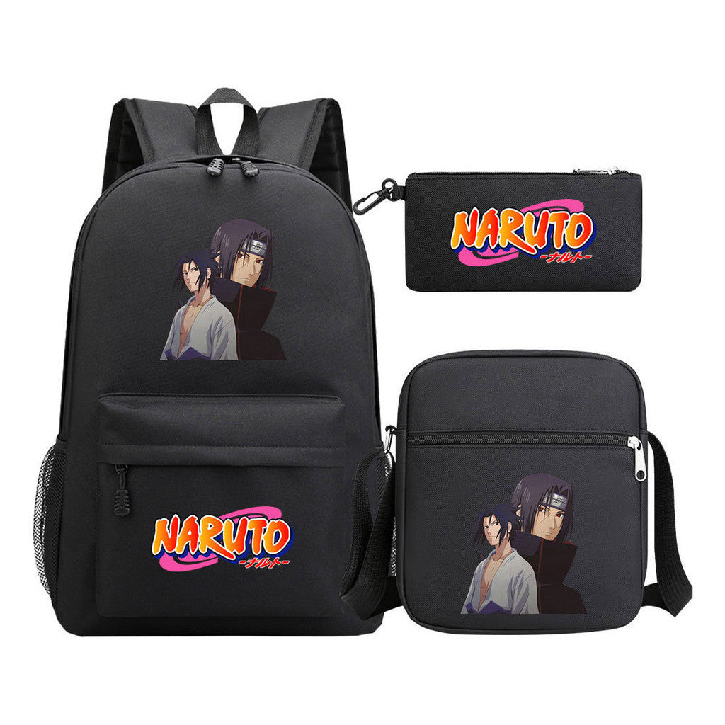 Anime Naruto Starry Sky Student School Bag Three Piece Set For Men And Women Backpack Set