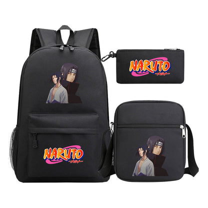 Anime Naruto Starry Sky Student School Bag Three Piece Set For Men And Women Backpack Set