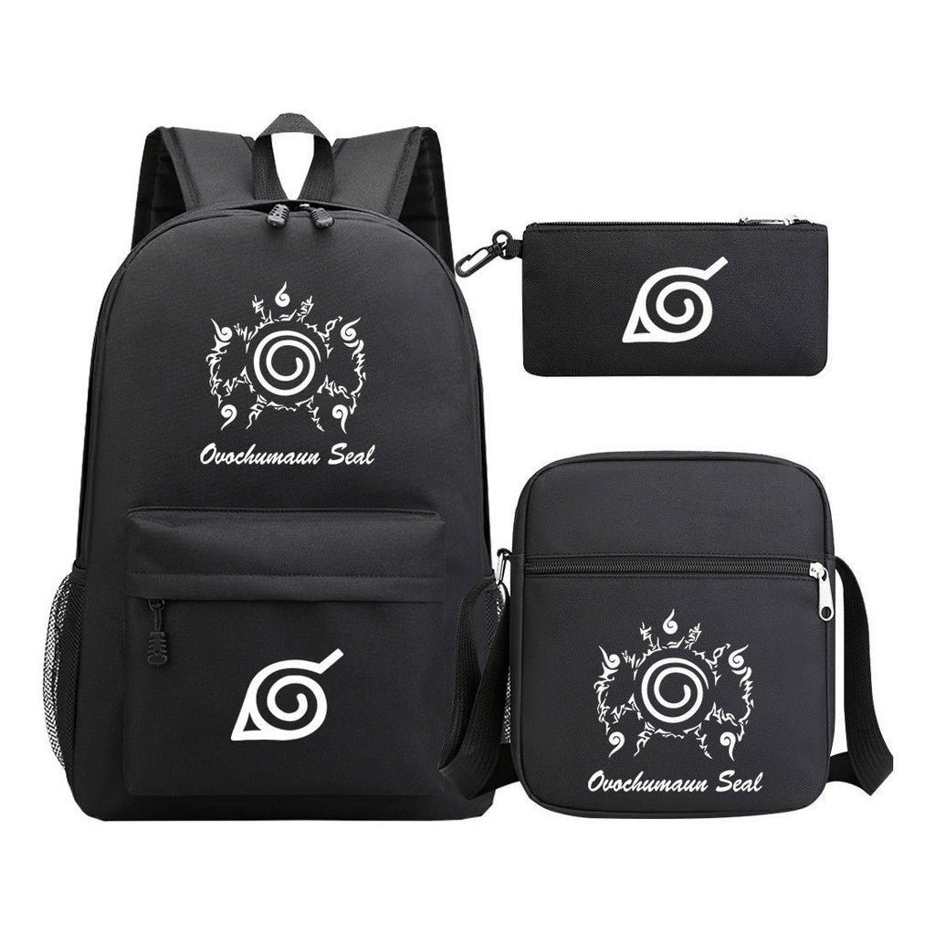 Anime Naruto Starry Sky Youth School Bag Three Piece Set For Men And Women Backpack Set