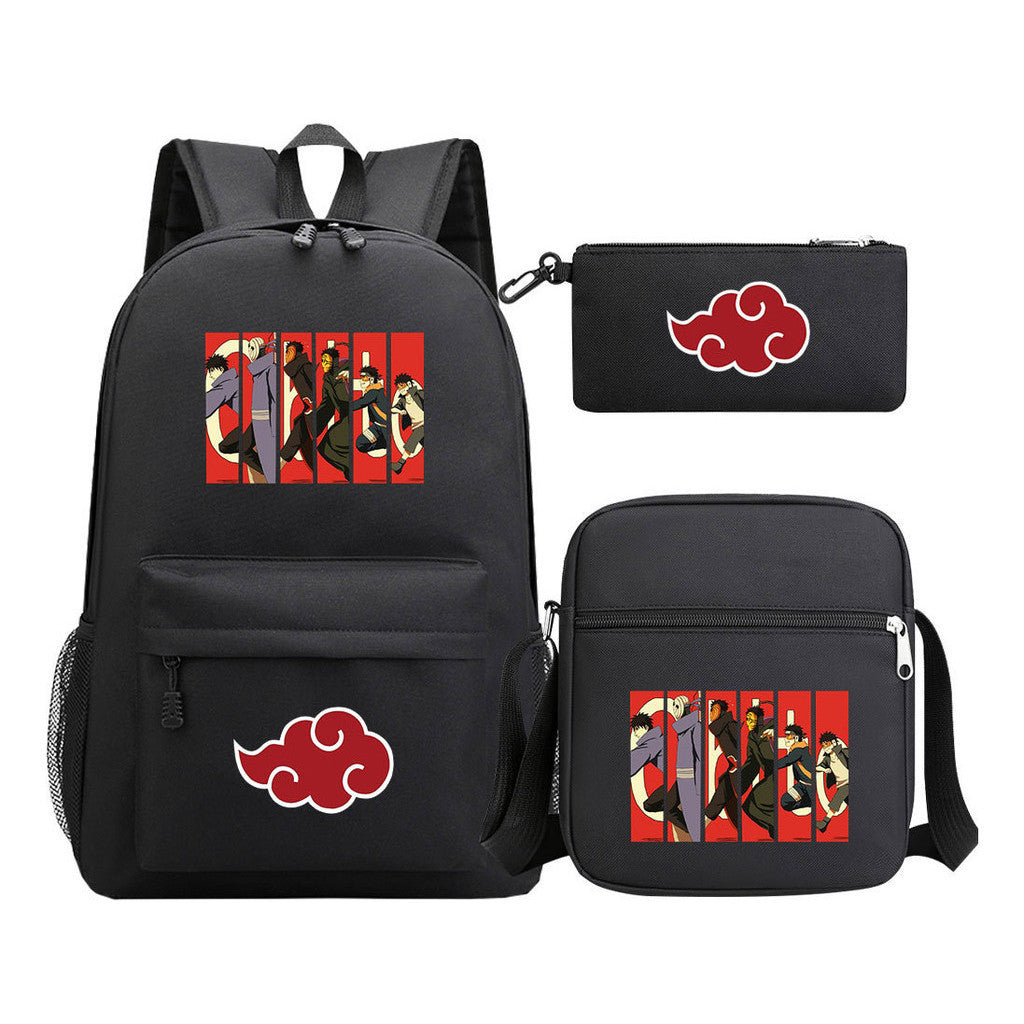 Anime Naruto Starry Sky Youth School Bag Three Piece Set For Boys And Girls Backpack Set