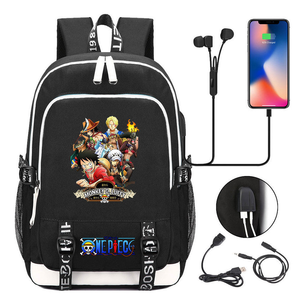 Pirate King Lufei Youth Student School Bag Usb Men's And Women's Leisure Backpack