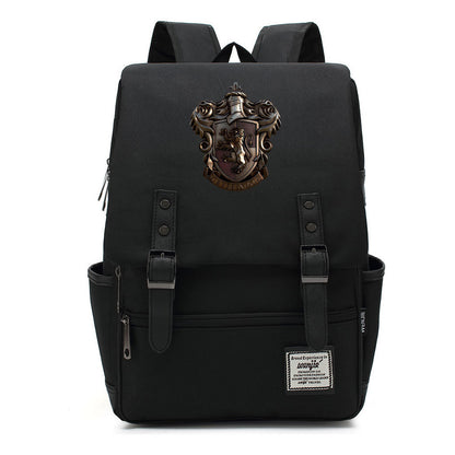 School Of Witchcraft And Wizardry Printed Youth Student Backpack For Men And Women, Casual Belt Buckle, Classic Backpack