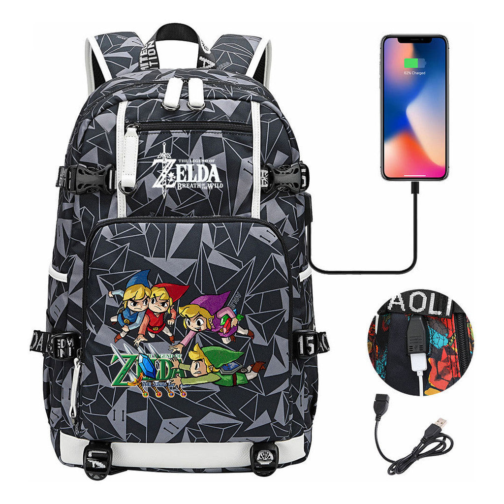 Legend Of Zelda Usb Youth Student Backpack For Leisure Travel Backpack