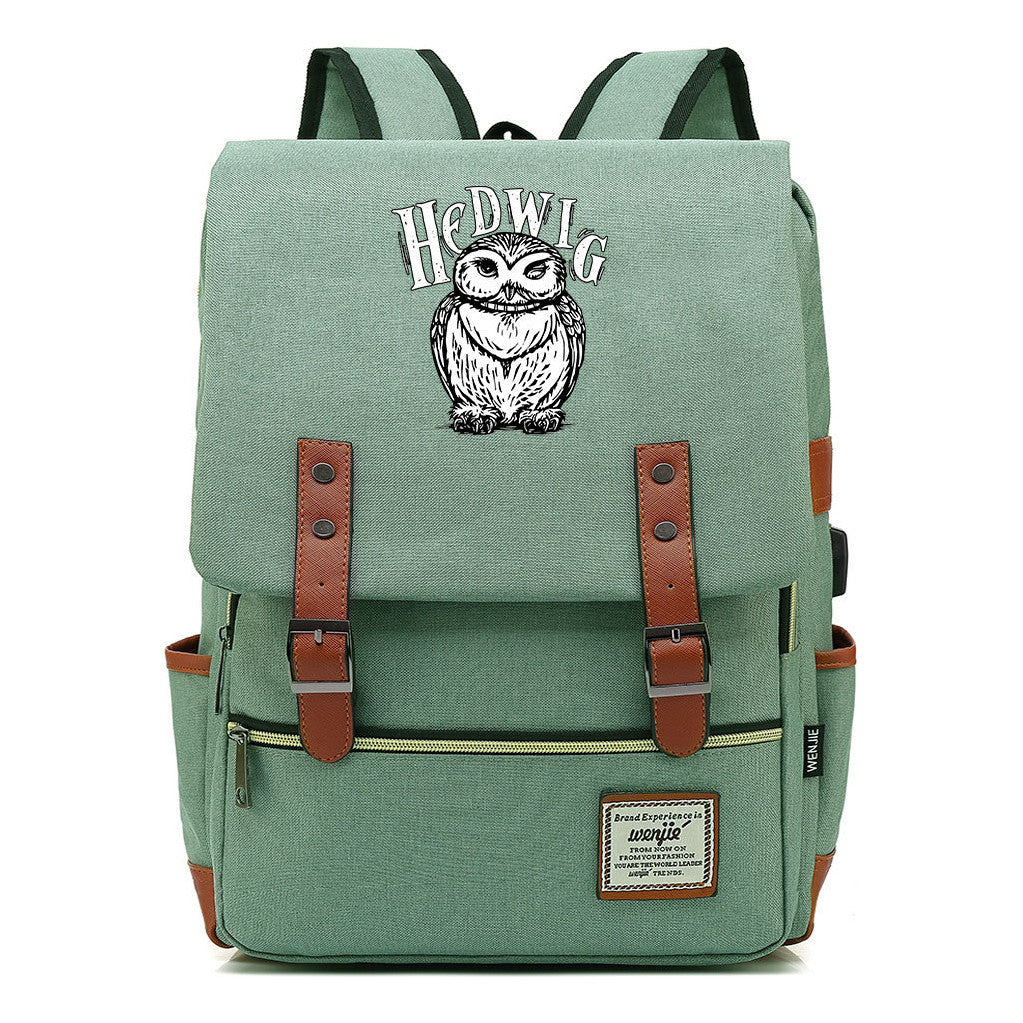 School Of Witchcraft And Wizardry Youth Student Backpack Usb Men's And Women's Leisure Belt Buckle Backpack