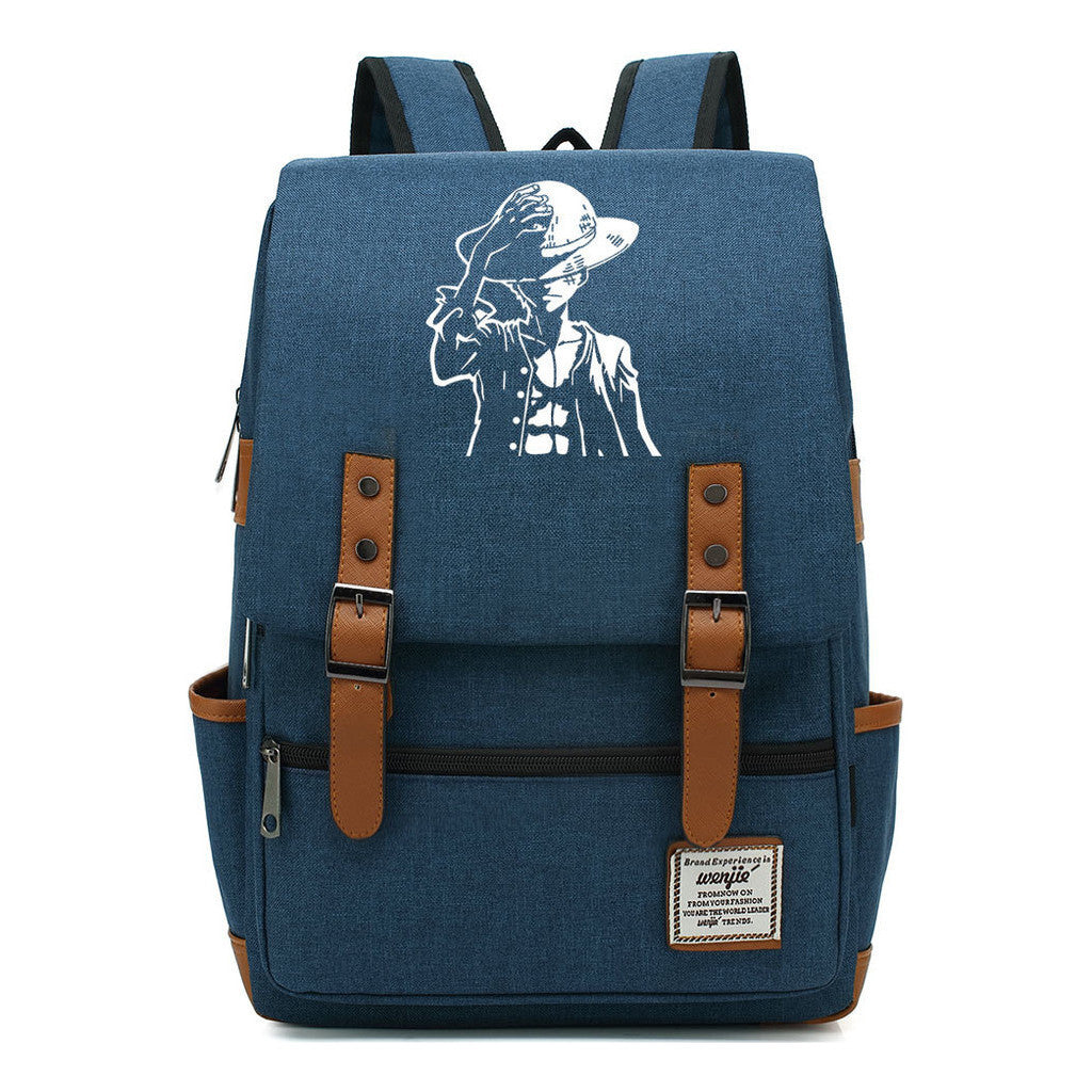 Anime Pirate King Luffy Printed Youth Student School Bag Casual Belt Buckle Classic Backpack