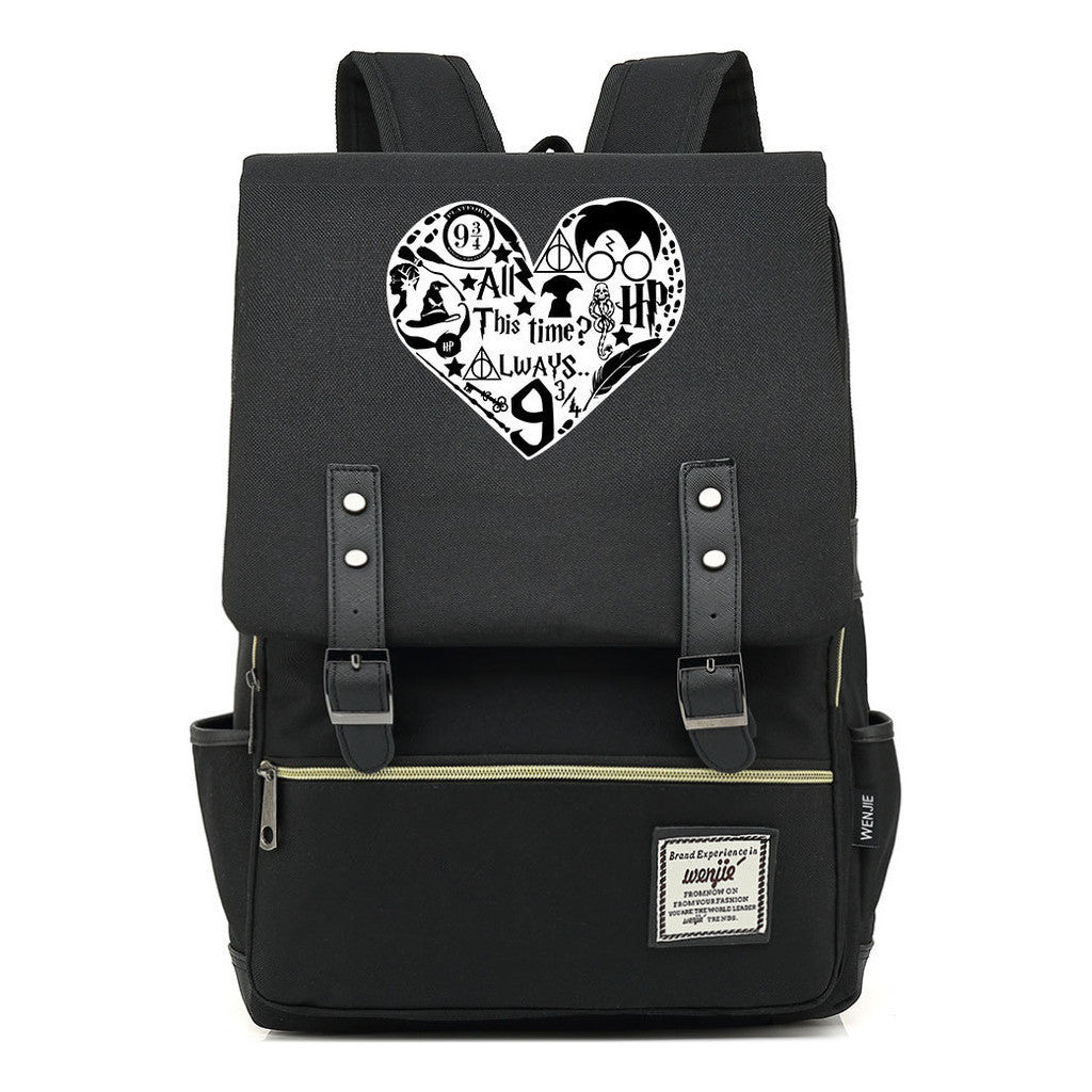 School Of Witchcraft And Wizardry Printed Youth Student School Bag Casual Belt Buckle Classic Backpack