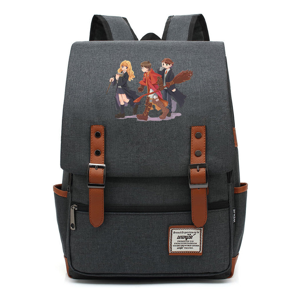 School Of Witchcraft And Wizardry Printed Youth Student School Bag Casual Belt Buckle Classic Backpack