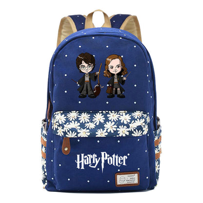 School Of Magic School Teen School Bag Floral Canvas Girl Backpack