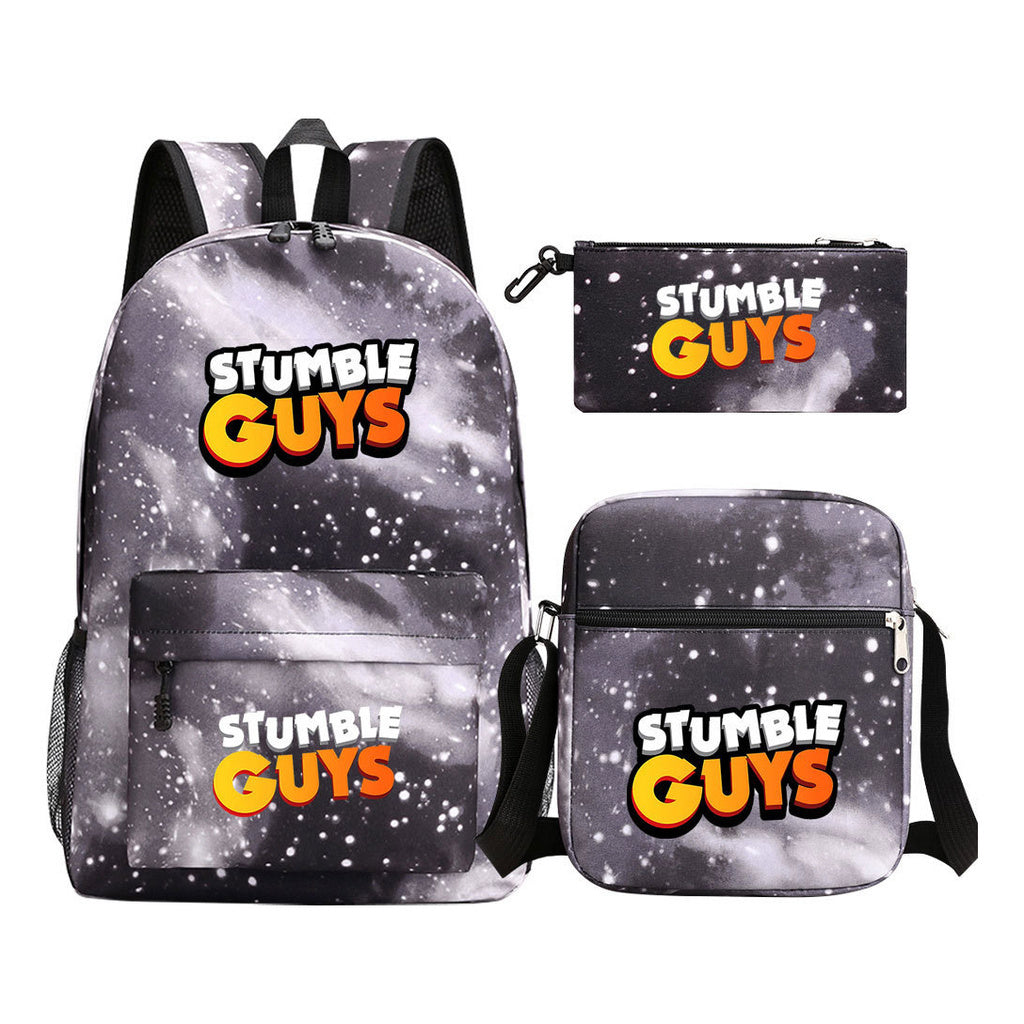 Three piece printed student backpack set for boys and girls, backpack set