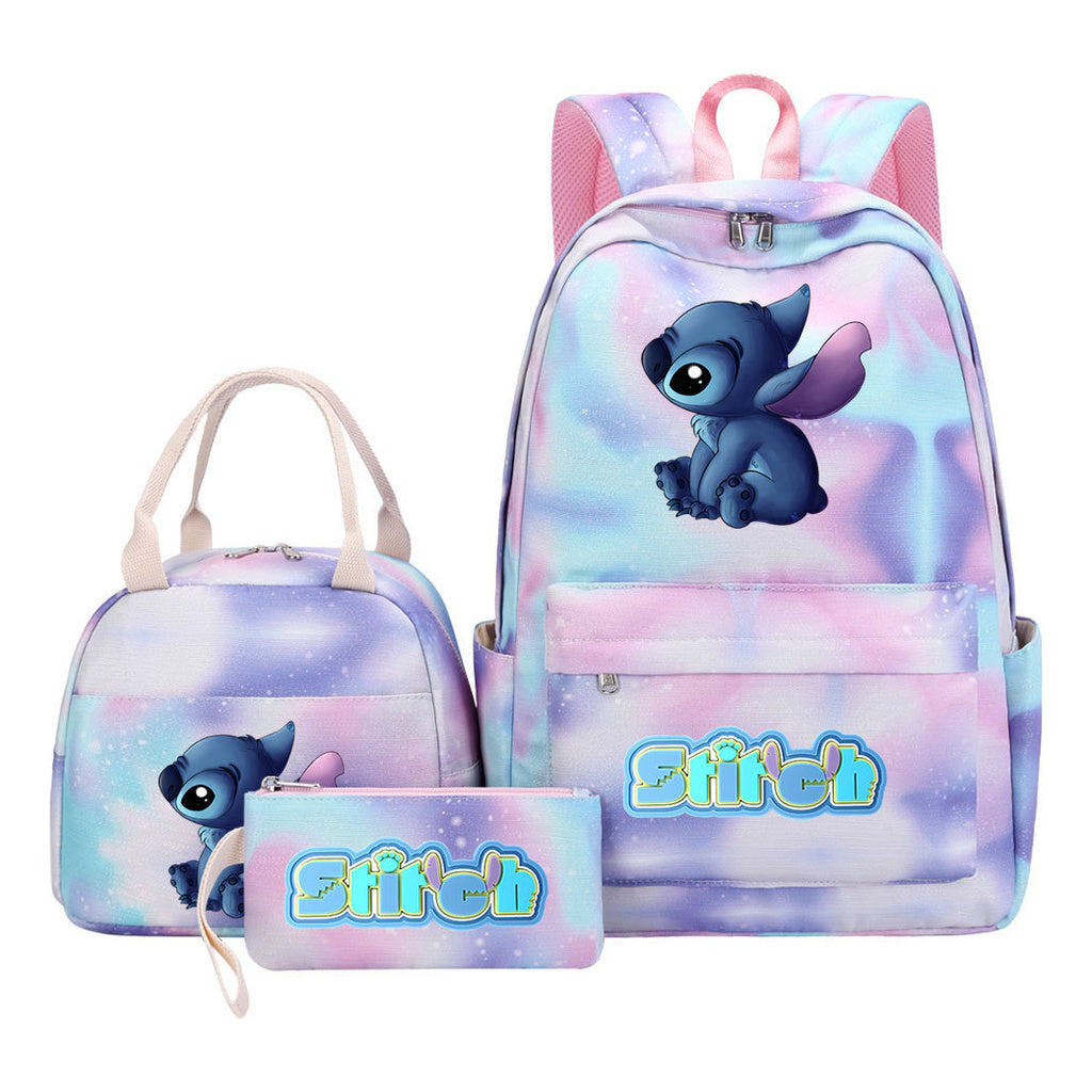 Interstellar Baby Stitch Youth Student Girls School Bag Lunch Bag Three Piece Set Backpack Set