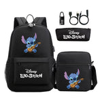 Interstellar Baby Stitch Usb Password Lock Youth Backpack 3-piece Set For Men And Women Backpacks