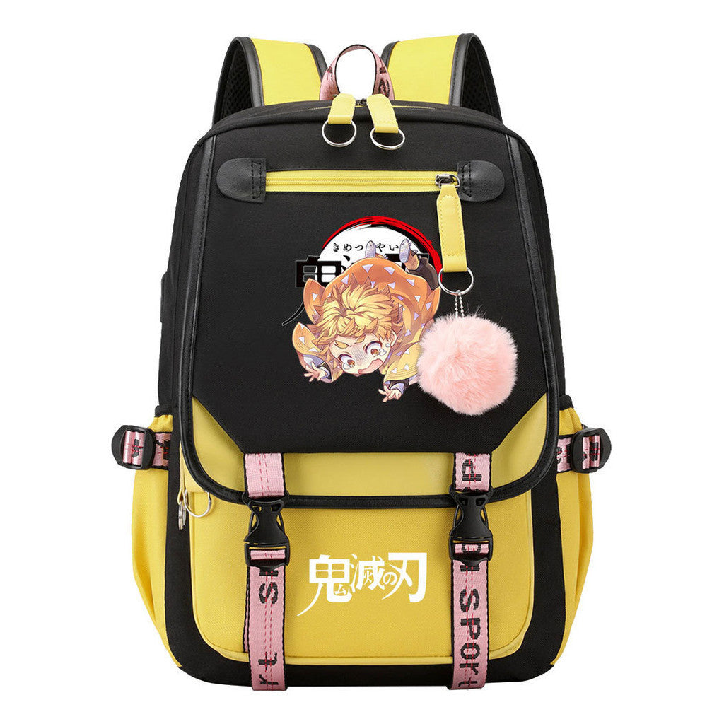 Cartoon Fashion Usb Student Backpack With Casual Woven Strap Flip Back Backpack