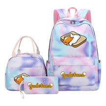 Egg Green Manga Student Girls School Bag Lunch Bag Three Piece Set Backpack Set