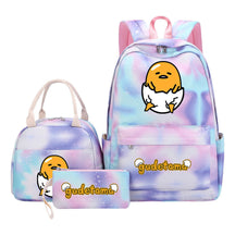 Egg Green Manga Student Girls School Bag Lunch Bag Three Piece Set Backpack Set