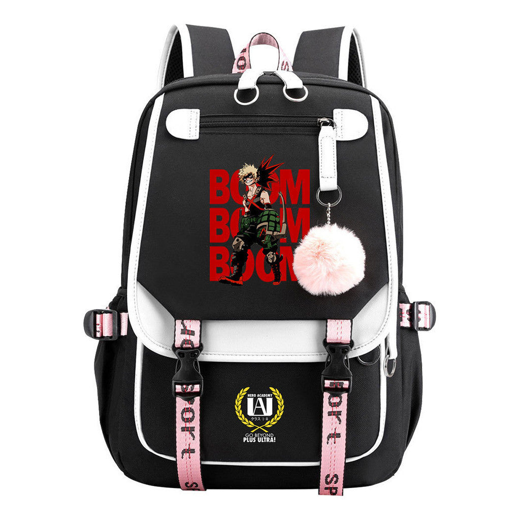 My Heroes Academy Usb Student Backpack, Casual Woven Strap Flip Back Backpack
