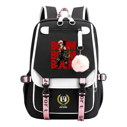 My Heroes Academy Usb Student Backpack, Casual Woven Strap Flip Back Backpack