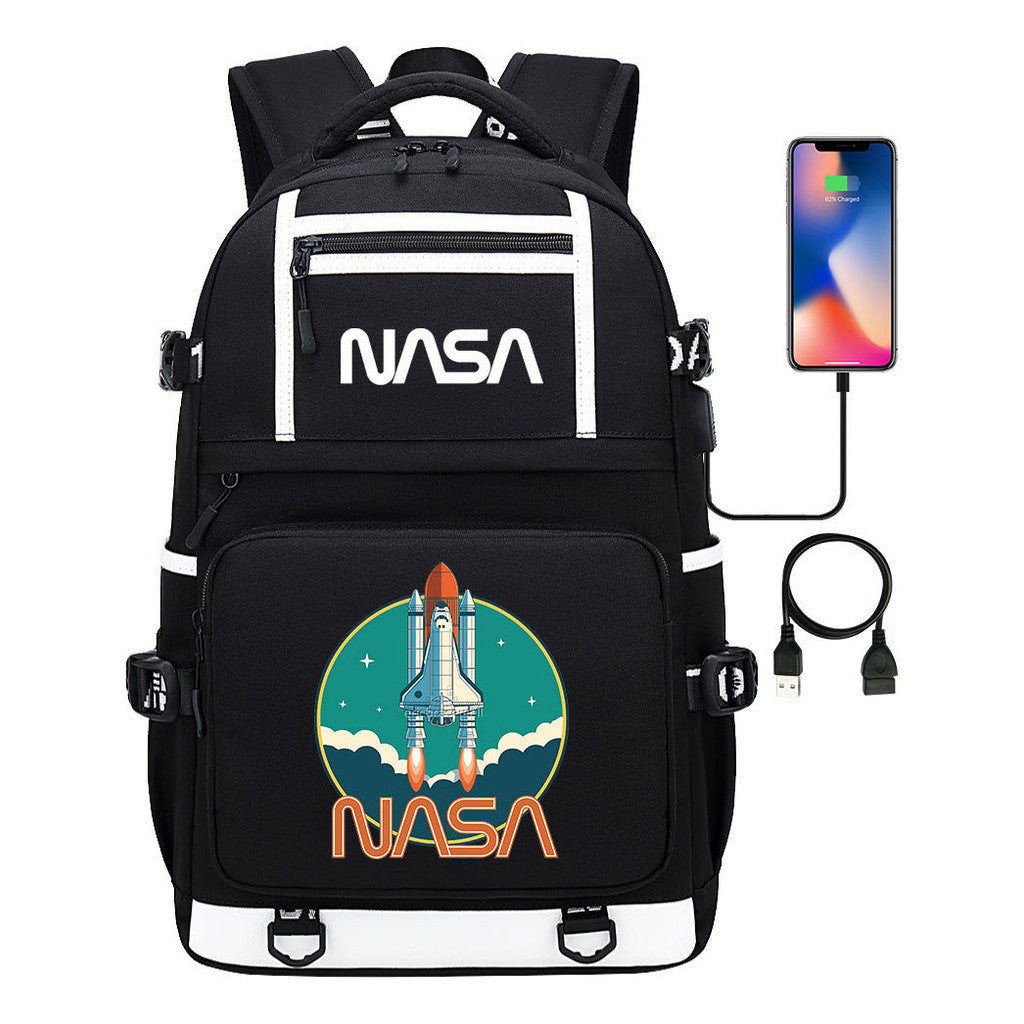 Fashionable Space Printed Usb Student Backpack Backpack Leisure Travel Backpack