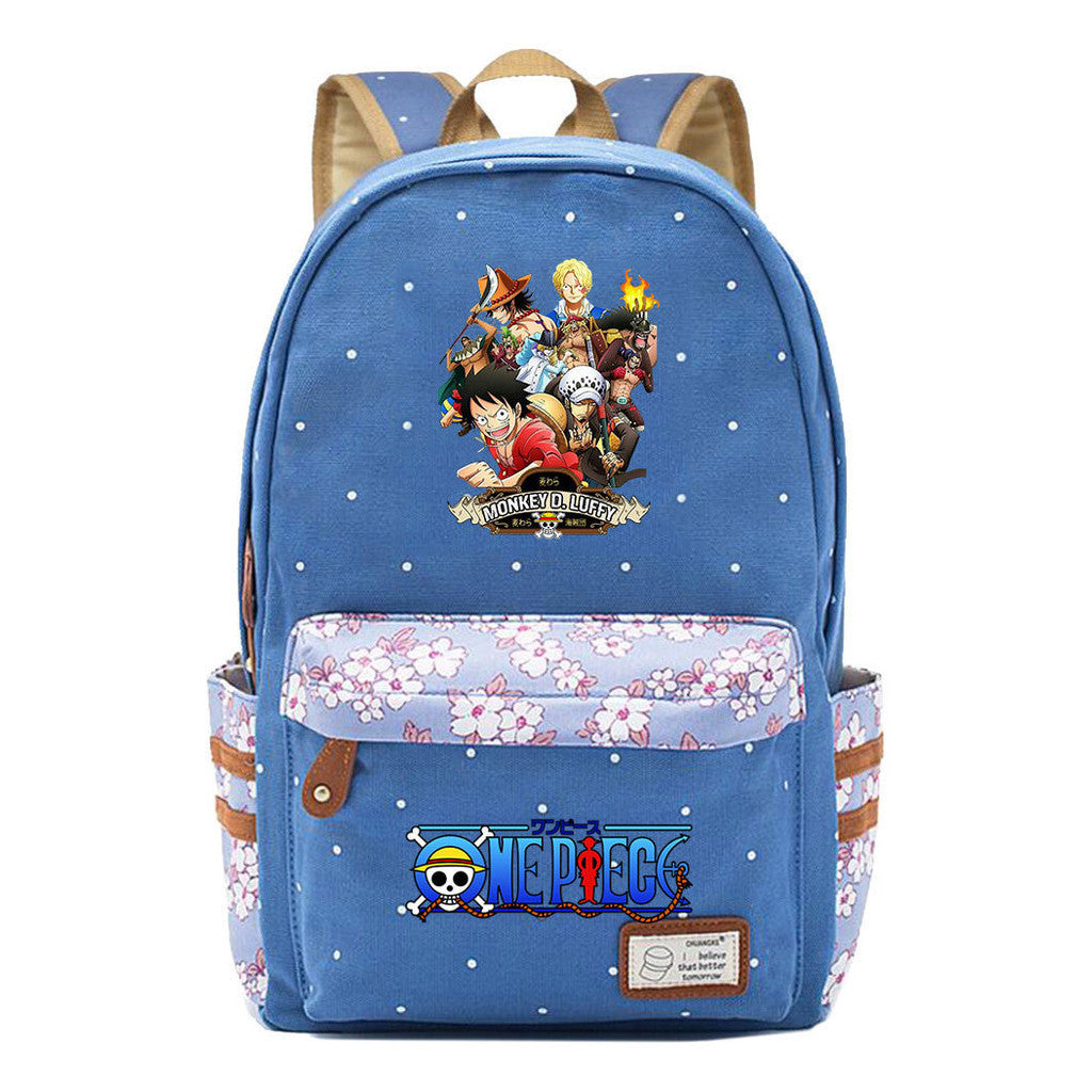 Anime Pirate Wang Lufei Printed Book Bag Fragmented Flower Leisure Backpack