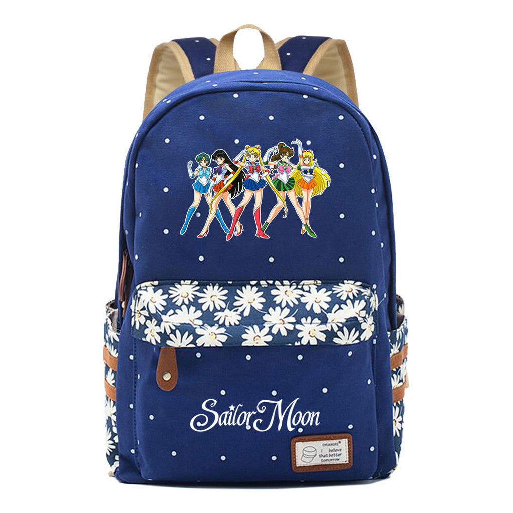 Anime Surrounding Beauty Girl Warrior Youth Student School Bag Fragmented Flower Boy's And Girl's Leisure Backpack