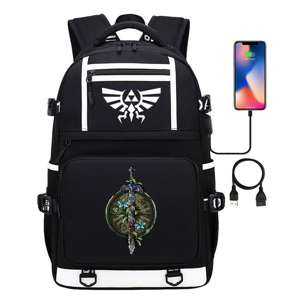 Legend Of Zelda Printed Usb Youth Student Backpack Men's And Women's Backpack Leisure Travel Bag
