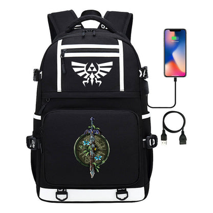 Legend Of Zelda Printed Usb Youth Student Backpack Men's And Women's Backpack Leisure Travel Bag